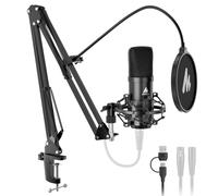 MAONO Microfono a condensatore XLR/USB: 192 kHz/24 bit PC Plug & Play Kit microfono Podcast in metallo con software, chipset audio professionale per registrazione, studio, voce, YouTube A04 Gen2
