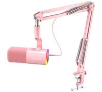 MAONO Microfono dinamico con software: microfono USB XLR per podcast per computer con braccio braccio - PC RGB per gamer - microfono per podcast per streaming, registrazione, studio, chat online su