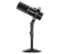 MAONO Microfono Podcast wireless ibrido PD200W per PC, microfono dinamico | Supporto per microfono da tavolo con software, cancellazione del rumore, per registrazione vocale, streaming