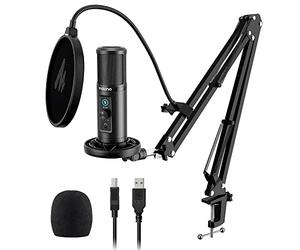 MAONO Microfono USB Monitoraggio latenza zero AU-PM422 192KHZMicrofono professionale condensatore cardioide con pulsante Touch Mute manopola guadagno del microfono per registrazione,podcast,YouTube