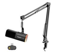 MAONO PD100WS Microfono Gaming Wireless/USB con Braccio, Microfono Dinamico PC con 3 Livelli di Riduzione del Rumore, RGB, Pulsante Mute, EQ Software per Streaming, Podcast & Registrazione Vocale,Nero