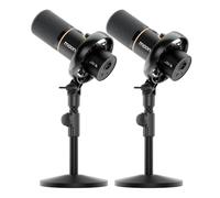 MAONO PD200W - Set di 2 apparecchiature ibride wireless per podcast, kit microfono dinamico USB XLR con 2 supporti da tavolo, software, cancellazione del rumore, per podcast co-ospitato, registrazione