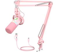 MAONO PD200XS Rosa Microfono Dinamico XLR USB, Microfono Podcast Gaming con Braccio, Software Link, Mute One-Touch, Controllo Guadagno per Streaming, Registrazione, PC, PS5/PS4, Mac e Mixer
