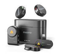 Maono Wave T5 Microfono Wireless (2TX+3RX) per iPhone, Android, Macchina Fotografica e PC - Microfono Lavalier con Audio 48kHz/24Bit, 30h di Autonomia e Riduzione del Rumore.Ideale per Vlog su YouTube