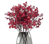 maoodoo Babys Breath, 8 mazzi di fiori artificiali realistici al tatto, fiori finti in seta, gipsofila, decorazione per festa di nozze, decorazione per la casa (rosso)