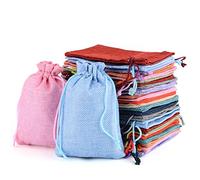 MAOOY 25PCS Sacchetti Regalo di Iuta 13 x 18 cm, Sacchetti di Juta, Sacchetto di Tessuto con Coulisse per Matrimonio, Gioielli, Bomboniere, Festa, Natale (Colore Casuale)