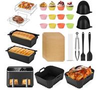 MAOOY 28 Pezzi Accessori Friggitrice ad Aria COSORI Dual Blaze 8,5L,Riutilizzabile Stampi Silicone per Friggitrice ad Aria, Contenitori per AirFryer COSORI CAF-R901-AEU,senza BPA Lav. in lavastoviglie