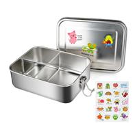 MAOOY Contenitore per il pranzo in acciaio inox, 1200 ml, a prova di perdite, in metallo, con divisorio fisso e 3 scomparti, lavabile in lavastoviglie, ecologico
