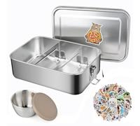MAOOY Contenitore per il pranzo in acciaio inox, 2400 ml, con 2 divisori, a prova di perdite, in metallo, con contenitore per insalata, ecologico e senza BPA