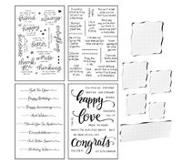 MAOQYE Set di 10 blocchi per timbri in acrilico, include 6 blocchi per timbri in acrilico, 4 sigilli trasparenti in silicone trasparente, per bambini, scrapbooking, artigianato, creazione di biglietti