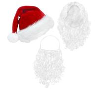 MAOSHYMS Set 3 Pezzi Accessori Costume Babbo Natale Con Cappello, Parrucca E Barba, Travestimento Natalizio Per Adulti E Bambini, Natale, Vigilia Di Natales, Festa Di San Nicola, Carnevale (A)