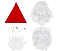 MAOSHYMS Set 3 Pezzi Accessori Costume Babbo Natale Con Cappello, Parrucca E Barba, Travestimento Natalizio Per Adulti E Bambini, Natale, Vigilia Di Natales, Festa Di San Nicola, Carnevale (B)