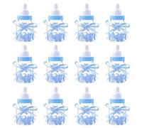 MaoXinTek Bottiglia di Caramelle Biberon Vasetto Caramelle di Plastica Riutilizzabile Creativo Biberon per Battesimo Nascita Comunione 12PCS Blu