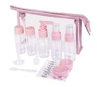 MaoXinTek Bottigliette da Viaggio Set, Kit da Aereo Contenitori per Cosmetici, 12 Pezz Trucchi Borsa Accessori per Shampoo, Lozioni, Creme Con Sacchetto Cosmetico Trasparente, Rosa