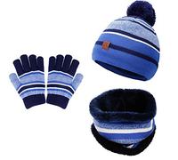 MaoXinTek Cappello Bambino Caldo Inverno Crochet Berretto con Sciarpa e Guanti per 3-6 Anni Ragazze Ragazzi