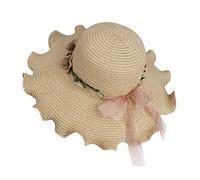 MaoXinTek Cappello di Paglia Pieghevole Tesa Larga Cappelli da Sole Donna Cappello da Spiaggia con Decorativo Fiori per Vacanze attività All'aperto