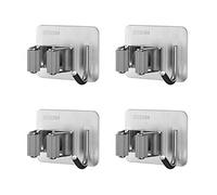 MaoXinTek Portascope da Muro Autoadesivo Portaspazzole da Scopa e Ganci Salvaspazio in Acciaio Inossidabil per Bagno o Cucina Giardino 4Pcs