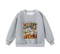 MAOXITCATY Felpa a Maniche Lunghe per Bambini, Felpa Girocollo Stampata per Ragazzi tungtungsahur per Primavera e Autunno,Grigio,140cm