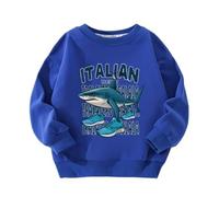 MAOXITCATY Felpe Classiche Girocollo per Ragazzi e Ragazze con Stampe di Animali dei Cartoni Animati AI, Maglie a Maniche Lunghe per Bambini,Blu,110cm