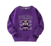 MAOXITCATY Felpe Classiche Girocollo per Ragazzi e Ragazze con Stampe di Animali dei Cartoni Animati AI, Maglie a Maniche Lunghe per Bambini,Viola,120cm