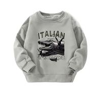 MAOXITCATY Felpe Classiche Girocollo per Ragazzi e Ragazze con Stampe di Animali dei Cartoni Animati AI, Maglie a Maniche Lunghe per Bambini,Grigio,150cm