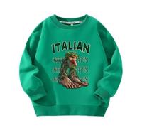 MAOXITCATY Felpe Classiche Girocollo per Ragazzi e Ragazze con Stampe di Animali dei Cartoni Animati AI, Maglie a Maniche Lunghe per Bambini,Verde,110cm