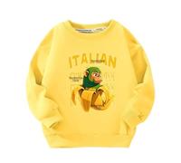 MAOXITCATY Felpe Classiche Girocollo per Ragazzi e Ragazze con Stampe di Animali dei Cartoni Animati AI, Maglie a Maniche Lunghe per Bambini,Giallo,140cm