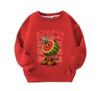 MAOXITCATY Felpe Classiche Girocollo per Ragazzi e Ragazze con Stampe di Animali dei Cartoni Animati AI, Maglie a Maniche Lunghe per Bambini,Rosso,140cm