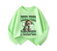 MAOXITCATY Maglietta a Maniche Lunghe per Bambini, Maglia Intima con Stampa di Cartone Animato di Animali B-rainrot AI Italiana,Verde,110cm