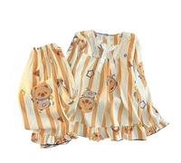 MAOXITCATY Pigiama da Ragazza Autunnale Carino con Cartone Animato, Pigiama a Maniche Lunghe per Bambina, Scollo Quadrato, Stile Principessa, Set di Abbigliamento per la casa,155cm