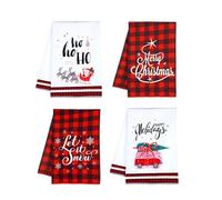 MAOYING Set di 4 Strofinacci Natalizi in Cotone | Assorbenti per Asciugare Stoviglie | Ideale per Decorare la Cucina e come Regalo di Natale
