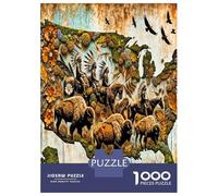 Map Animal World 1000 Pezzi Puzzle Classico Wildlife Geography Mural Set Puzzle Cartone Spesso - Ultra Difficile, Relax E Creatività, Ideale Per Tempo Libero Indoor E Regali 52x38cm/1000pcs
