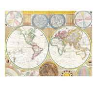 Map Dunn 1794 World Hemispheres Globe Earth Chart - Poster da parete XL