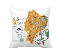 Map of Ecuador And Galapagos Islands Fodere Cuscino Square Federe Cuscini Morbido Fodera per Cuscino per Divano Balcone Salotto 45X45Cm