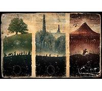 Map of Middle Earth The Lord of The Rings II Targhe in Metallo Poster in Metallo Retro Garage Giardino Domestico Parete Festa di Compleanno Bar Caffetteria Cucina Decorazione da Parete Vintage Art