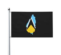Map Of St Lucia Flag Con 2 Occhielli Bandiere Robuste Bandiera Da Giardino Per Prato Cortile Balcone 90X150Cm