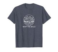 Map The Wild - Paesaggio di Montagna Line Art Design Maglietta, Uomo, Pervinca, XL