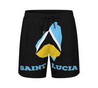 Map with Flag Inside And Flag Pantaloncini da Spiaggia Uomo Regolabile Asciugatura Rapida Pantaloncino Mare per Surf Vacanze Pantaloncini da Bagno XL
