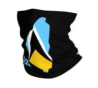 Map with Flag Inside Saint Lucia St. Lucian Flag Uomo Donna Bandana Multiuso Scaldacollo Elastico Sciarpa A Tubo per Bambini Estivo Yoga