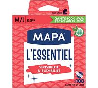 Mapa - L'Essentiel - Guanti sottili in lattice naturale con polvere - Sensibilità e flessibilità - Confezione da 100 guanti - Taglia M/L
