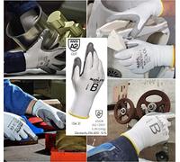 MAPA Professional KRYTECH 579 - Guanti in poliuretano con resistenza al taglio leggero per l'industria automobilistica, l'ingegneria meccanica e la carta, colore bianco, misura 7 (1 paio), guanti