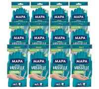Mapa - Speciale Stoviglie - Guanti da pulizia antiscivolo mix lattice e nitrile - Interno cotone - asciugatura espressa - 12 paia - Taglia S/M