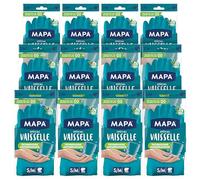 Mapa - Speciale Stoviglie - Guanti da pulizia antiscivolo mix lattice e nitrile - Interno cotone - asciugatura espressa - 12 paia - Taglia M/L