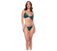 Mapalé - Set verde floreale: reggiseno e slip con cinturini