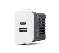 Mapam 533B Presa caricatore USB-A ed USB-C compatibile con Bticino serie Matix, presa a muro per sola ricarica, colore bianco