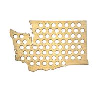 Mapas de tapas de cerveza de los 50 estados - Mapa de tapas de cerveza de Washington (WA) - Madera brillante - Skyline Workshop