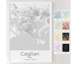 Mapdify Cagliari poster personalizzato della città, il tuo posto preferito come poster da parete, ricordo personalizzato di Cagliari - Stile: Pure