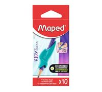 Maped - 10 guide per dita rimovibili per matita grigia - Guida alle dita a forma di squalo blu - Materiale morbido - Strumento di aiuto per l'apprendimento della scrittura per bambini