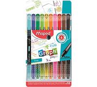 Maped - 10 pennarelli Graph'Peps Deco - Pennarelli a punta fine 0,4 mm - Punta resistente - Comfort di scrittura e disegno - 10 pennarelli colori brillanti