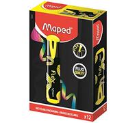 Maped - 12 evidenziatori Fluo Peps Flex - Scatola 100% cartone da 12 evidenziatori - Colore giallo